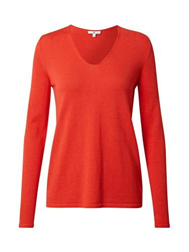 TOM TAILOR Damen Basic Strickpullover mit V-Ausschnitt, 11025 - Strong Red, M von TOM TAILOR