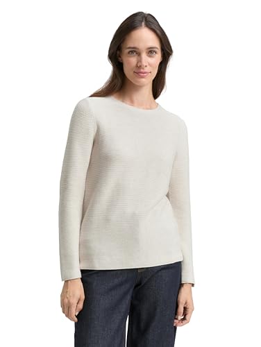 TOM TAILOR Damen Basic Strickpullover aus Bio-Baumwolle, 24192 - Dusty Alabaster Melange, M von TOM TAILOR