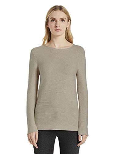 TOM TAILOR Damen Basic Strickpullover aus Bio-Baumwolle, 24192 - Dusty Alabaster Melange, M von TOM TAILOR