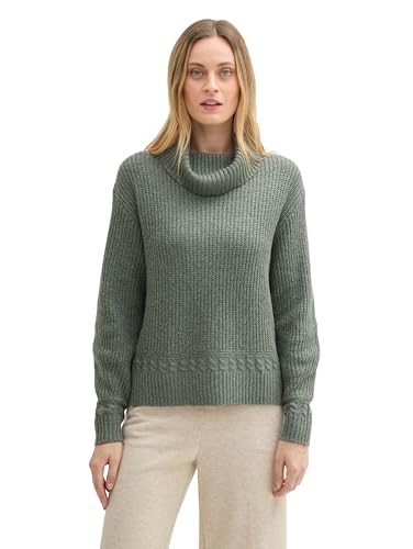 TOM TAILOR Damen Loose Fit Strickpullover mit Rollkragen, 24775 - Pale Bark Green Melange, S von TOM TAILOR