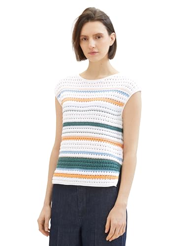 TOM TAILOR Damen Pullunder mit Multicolor-Streifen, 34855 - Green Orange Multicolor Stripe, L TOM TAILOR Damen Pullunder mit Multicolor-Streifen, 34855 - Green Orange Multicolor Stripe, L von TOM TAILOR