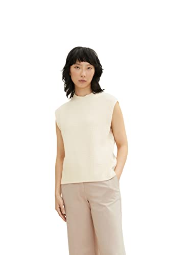 TOM TAILOR Damen Pullunder mit Rollkragen 1033540, 28130 - Soft Buttercream, L von TOM TAILOR