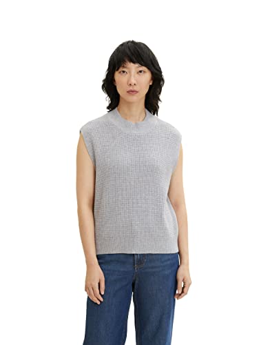 TOM TAILOR Damen Pullunder mit Rollkragen 1033540, 30282 - Concrete Grey Melange, M von TOM TAILOR