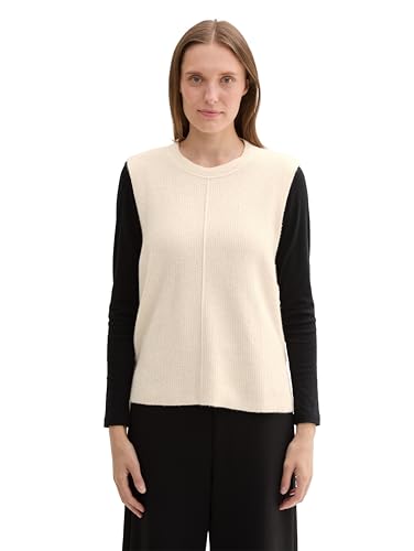 TOM TAILOR Damen Pullunder mit Ziernaht, 33962 - Doeskin Melange, XXL von TOM TAILOR