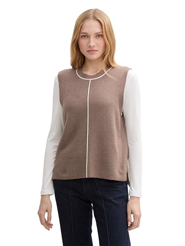TOM TAILOR Damen Pullunder mit Ziernaht, 36516 - Taupe Grey, XXL von TOM TAILOR
