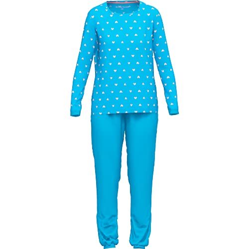 TOM TAILOR Damen Pyjama, Rundhals, Herzen-Allover, Türkis S/36 von TOM TAILOR