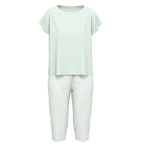 TOM TAILOR Damen Pyjama 3/4, Rundhals, Print, Grün XS/34 von TOM TAILOR