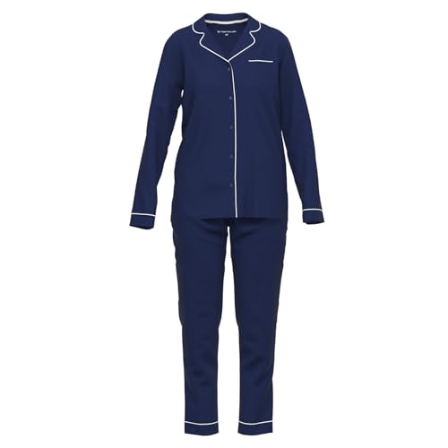 TOM TAILOR Damen Pyjama mit Knopfleiste, Navy S/36 von TOM TAILOR