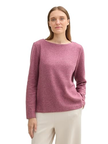 TOM TAILOR Damen RIPP Sweatshirt mit Knöpfen, 35895 - Pink Velvet Melange, XXL von TOM TAILOR