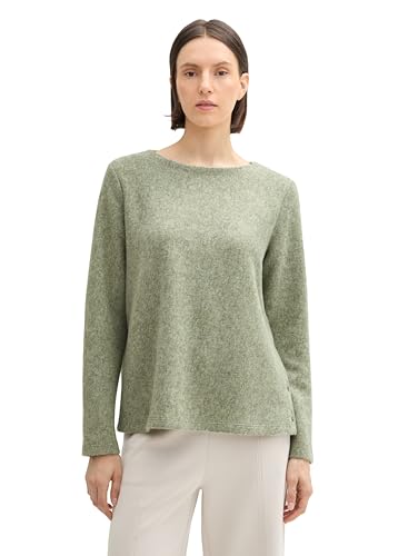 TOM TAILOR Damen RIPP Sweatshirt mit Knöpfen, 36510 - Pure Sage Melange, XL von TOM TAILOR