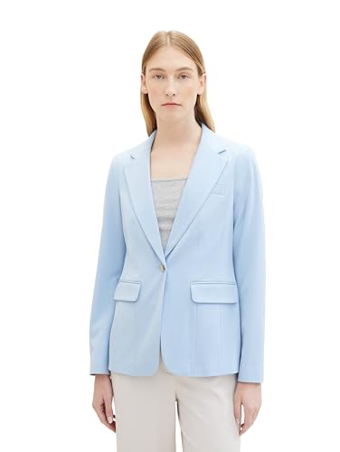 TOM TAILOR Damen Regular Fit Basic Blazer, 34587 - Light Fjord Blue, 36 von TOM TAILOR