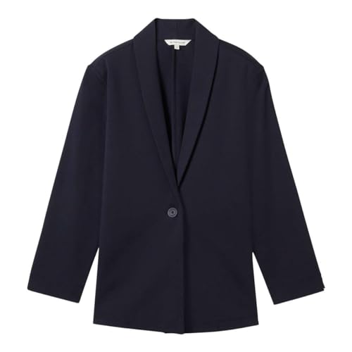 TOM TAILOR Damen Regular Fit Basic Blazer Jacke mit 3/4-Arm, 10668 - Sky Captain Blue, XXL von TOM TAILOR