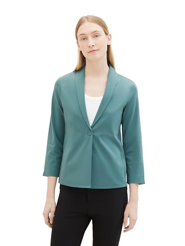 TOM TAILOR Damen Regular Fit Basic Blazer Jacke mit 3/4-Arm, 10697 - Sea Pine Green, M von TOM TAILOR