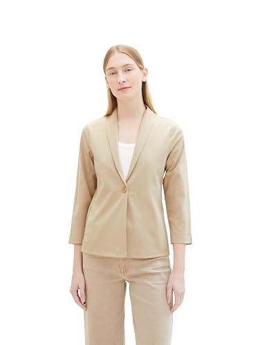 TOM TAILOR Damen Regular Fit Basic Blazer Jacke mit 3/4-Arm, 11485 - Sandy Beige, S von TOM TAILOR