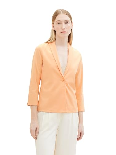 TOM TAILOR Damen Regular Fit Basic Blazer Jacke mit 3/4-Arm, 34891 - Light Coral, L von TOM TAILOR