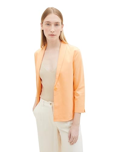 TOM TAILOR Damen Regular Fit Basic Blazer Jacke mit 3/4-Arm, 34891 - Light Coral, M von TOM TAILOR