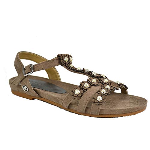 TOM TAILOR Damen Sandalen Riemchen Schuh Sandaletten Taupe Schuhgröße 36 von TOM TAILOR