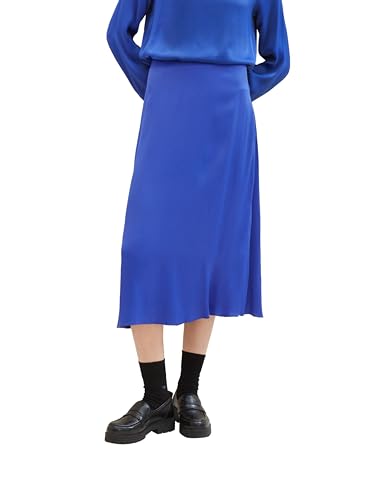 TOM TAILOR Damen Satin Midi Rock, crest blue, 36 von TOM TAILOR