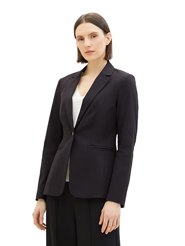 TOM TAILOR Damen Slim Fit Basic Satin Blazer , deep black, 42 von TOM TAILOR