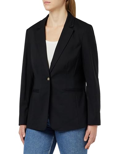 TOM TAILOR Damen Slim Fit Basic Satin Blazer , deep black, 44 von TOM TAILOR