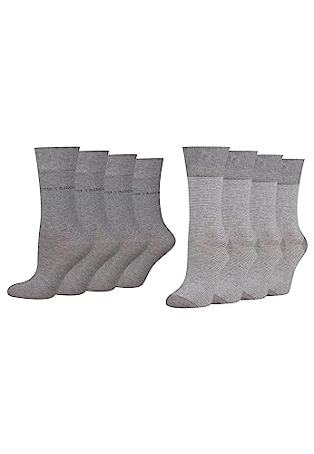 TOM TAILOR Damen Socken - Basic Streifen - Bequeme & Atmungsaktive Baumwollsocken für Alltag und Freizeit -8er stripe grey 35-38 von TOM TAILOR