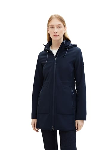 TOM TAILOR Damen Softshell Jacke mit Kapuze, 10668 - Sky Captain Blue, L von TOM TAILOR