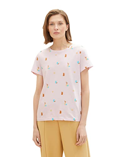 TOM TAILOR Damen Sommer T-Shirt aus Baumwolle,31882 - Lilac Vase Design,S von TOM TAILOR