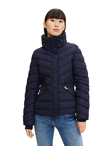 TOM TAILOR Damen Stehkragen Pufferjacke mit recyceltem Polyester 1026989, 30025 - Navy Midnight Blue, XL von TOM TAILOR