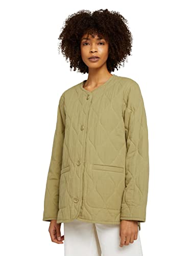 TOM TAILOR Damen Steppjacke mit Knopfleiste 1030081, 28723 - Moderate Olive, S von TOM TAILOR