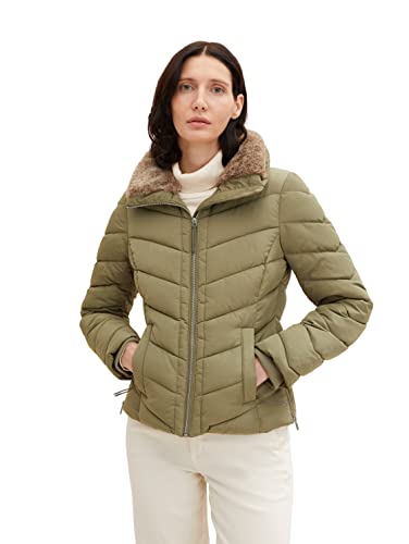 TOM TAILOR Damen Steppjacke mit Stehkragen 1032477, 10905 - Tree Moss Green, XL von TOM TAILOR