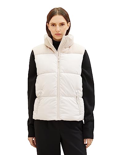 TOM TAILOR Damen 1038676 Steppweste mit Strickeinsatz & Stehkragen, 16339-clouds Grey, XL TOM TAILOR Damen 1038676 Steppweste mit Strickeinsatz & Stehkragen, 16339-clouds Grey, XL von TOM TAILOR