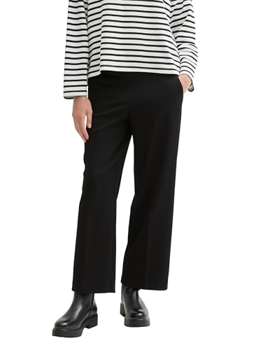 TOM TAILOR Damen Straight Fit Hose in Ankle-Länge, 14482 - Deep Black, 38/28 von TOM TAILOR