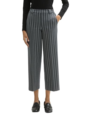 TOM TAILOR Damen Straight Fit Hose in Ankle-Länge, 36552 - Contemporary Navy Check, 44/28 von TOM TAILOR
