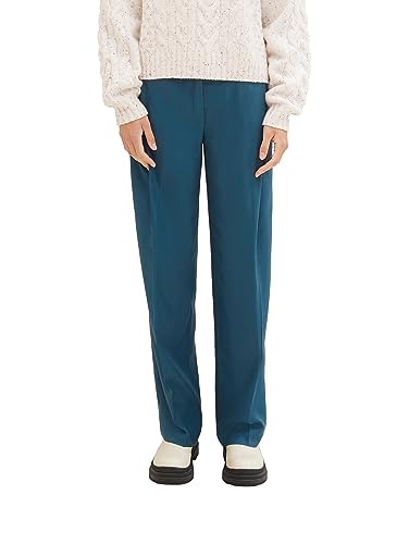 TOM TAILOR Damen Straight Leg Hose mit Bügelfalte, deep pond green, 38/32 von TOM TAILOR