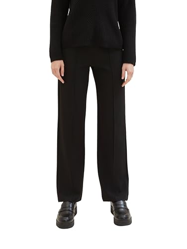 TOM TAILOR Damen Straight Leg Sweatpants mit Ziernaht, deep black, 32/32 von TOM TAILOR