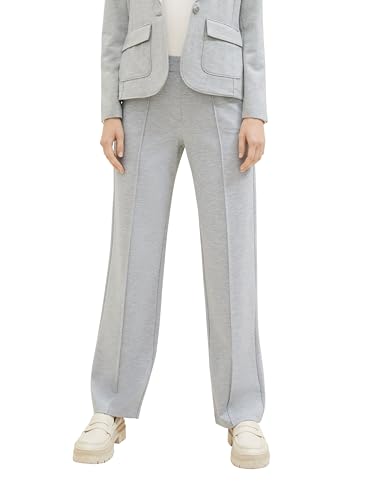 TOM TAILOR Damen Straight Leg Sweatpants mit Ziernaht, medium silver grey melange, 36/30 von TOM TAILOR