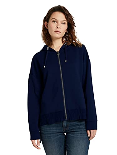 TOM TAILOR Damen Strick & Sweatshirts Lockere Sweatjacke mit Kapuze Sky Captain Blue,L,10668,6000 von TOM TAILOR