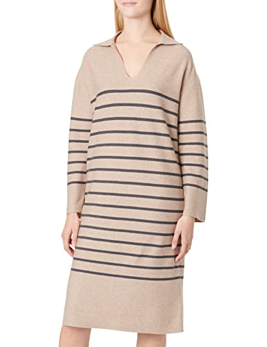 TOM TAILOR Damen Strickkleid mit Kragen 1032613, 30188 - Beige Anthracite Knit Stripe, 38 von TOM TAILOR