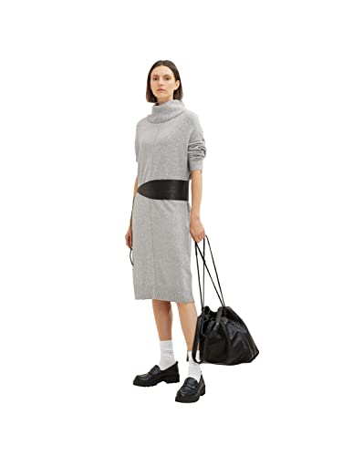 TOM TAILOR Damen 1034065 Strickkleid mit Rollkragen, 30282 - Concrete Grey Melange, 42 von TOM TAILOR