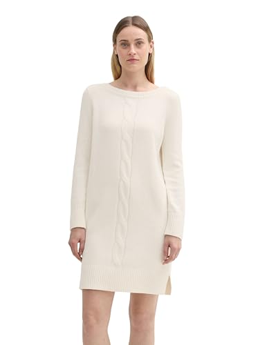 TOM TAILOR Damen Strickkleid mit Zopfmuster, 10315 - Whisper White, 40 von TOM TAILOR