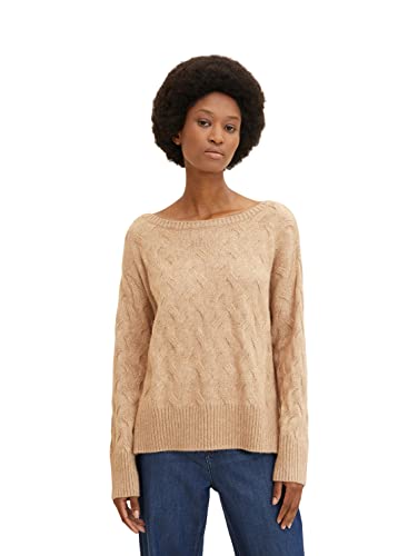 TOM TAILOR Damen Strickpullover 1032629, 30263 - Soft Light Camel Melange, L von TOM TAILOR