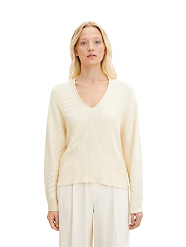 TOM TAILOR Damen Strickpullover 1034047, 28130 - Soft Buttercream, L von TOM TAILOR