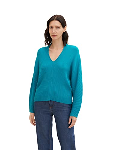 TOM TAILOR Damen Strickpullover 1034047, 30014 - Teal Blue, L von TOM TAILOR