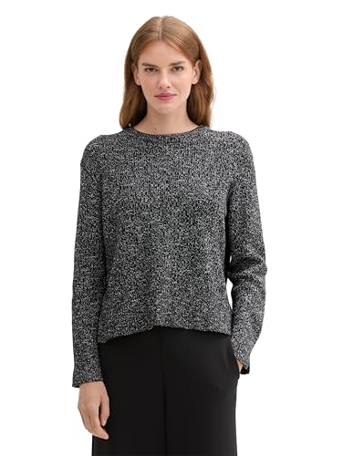 TOM TAILOR Damen Strickpullover aus Baumwolle, 37075 - Salt and Pepper, XXXL von TOM TAILOR
