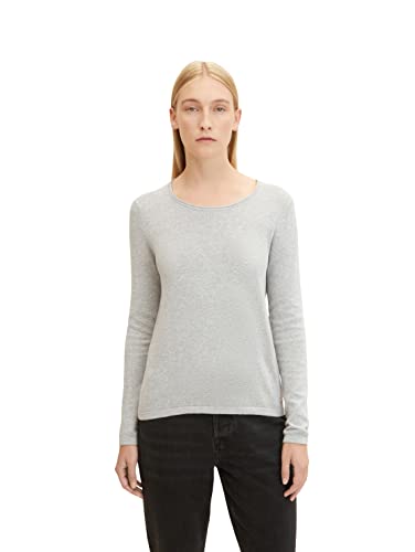 TOM TAILOR Damen Strickpullover aus Baumwolle 1023926, 30282 - Concrete Grey Melange, M von TOM TAILOR