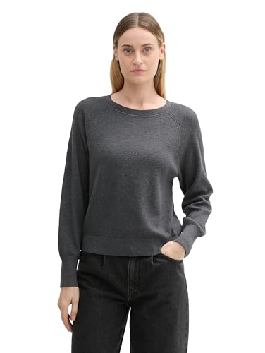 TOM TAILOR Damen Strickpullover aus Bio-Baumwolle, 25929 - Anthra Mid Melange, XS von TOM TAILOR
