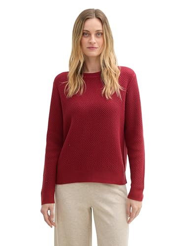 TOM TAILOR Damen Strickpullover aus Bio-Baumwolle, 35930 - Deep Red, XXL von TOM TAILOR