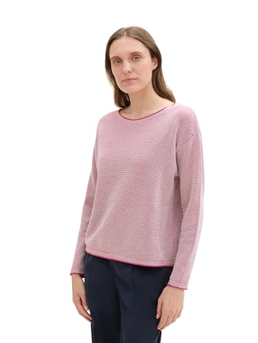 TOM TAILOR Damen Strickpullover aus Bio-Baumwolle, 36279 - Pink Bubble Structure, XXL von TOM TAILOR