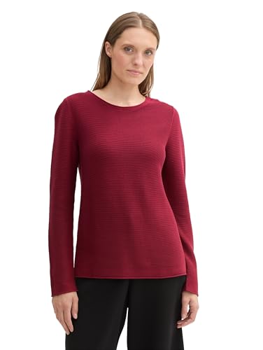 TOM TAILOR Damen 1016350 Strickpullover Aus Bio-Baumwolle, 35930 - Deep Red, 3XL EU von TOM TAILOR