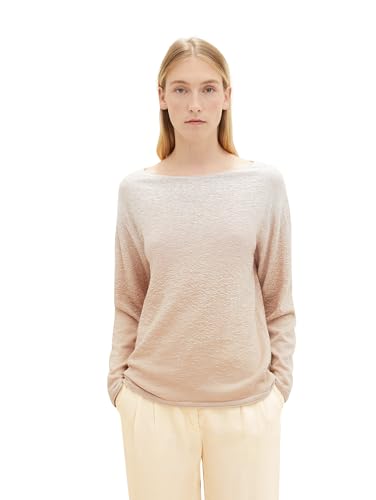 TOM TAILOR Damen Strickpullover mit Farbverlauf, beige degrade design, L von TOM TAILOR